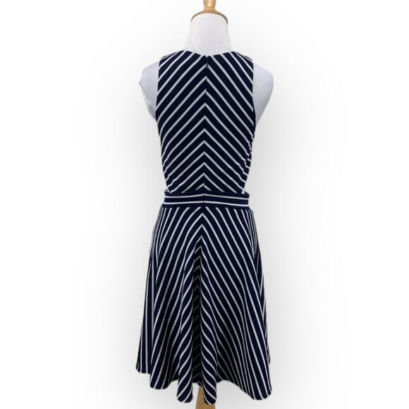 Hutch Anthropologie Navy Striped Cutout Midi Dress NWT ($148 Retail) | L [54] - Picture 3 of 11